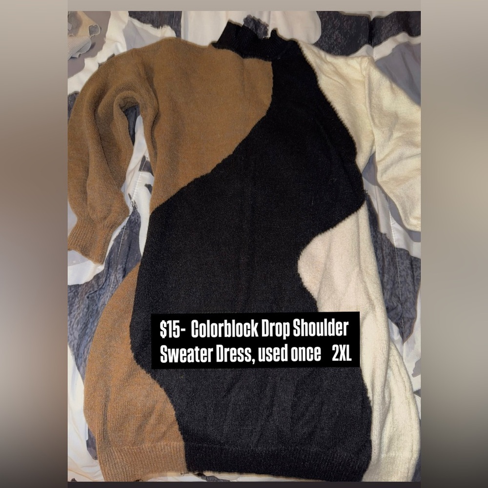 Colorblock drop shoulder, sweater dress